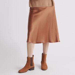 Quince Washable Silk Skirt Copper Brown Size M